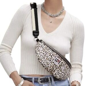 BRIGHTON Love Wild Cat Leopard Print Nylon Belt Bag Fanny Pack Adjustable NWT
